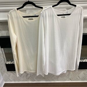 Old Navy Set of Two Cream and White Long Sleeve Wrap Back Active Shirts XL Tall